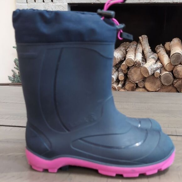 Kamik Blue & Pink Rubber Waterproof Rain & Snow Winter Boots Sz 5 - Picture 1 of 8